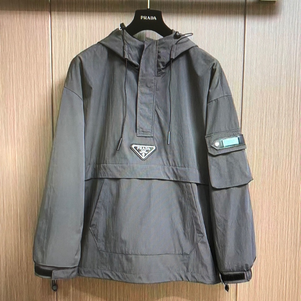 Prada Gray Hooded Jacket for Men